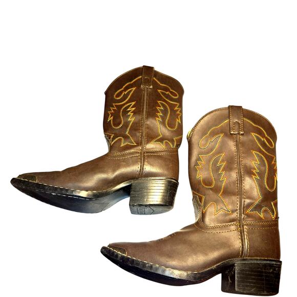 Smokey Mountain Boys 3.5 Brown Western Steal Toe Boots Shoes  Kids 3 1/2 - Picture 2 of 8